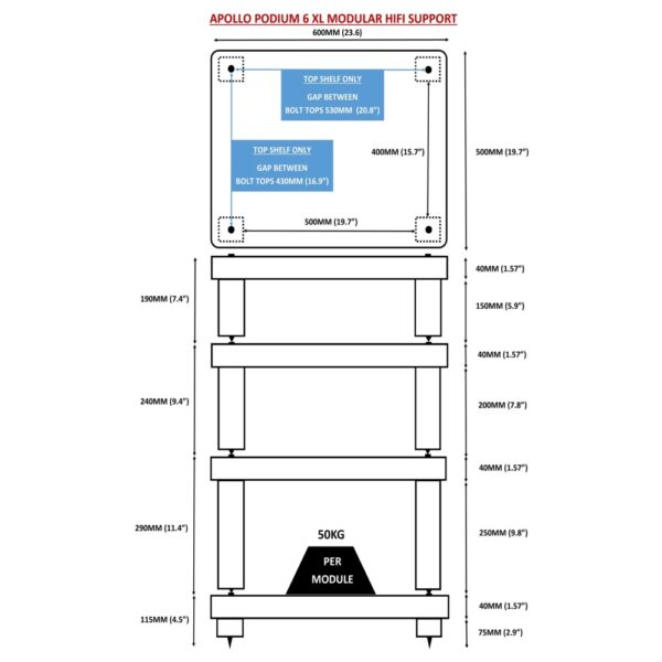 Atacama APOLLO – PODIUM 6 XL – Hi-Fi-Rack – Helle Eiche – Konfigurierbar - Image 2