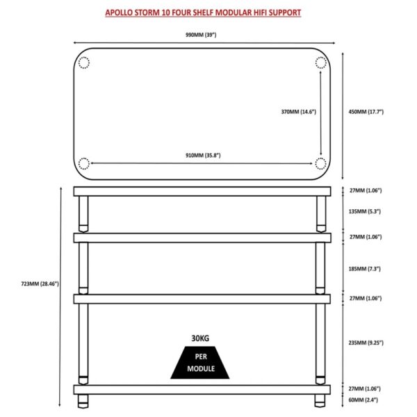 Atacama APOLLO – STORM 10 – Hi-Fi-Rack – Dunkle Eiche – Konfigurierbar - Image 2