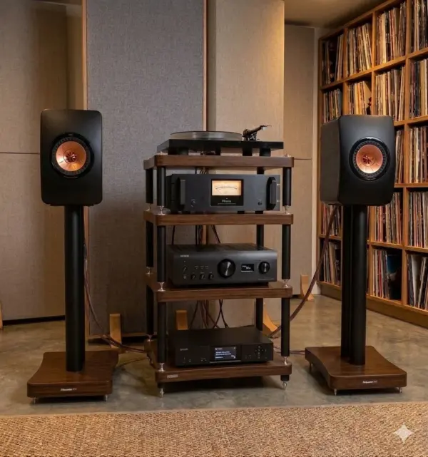 Atacama Moseco 6.1 Speaker Stands – 660 mm – Black & Dark Bamboo Base Plate - Image 2