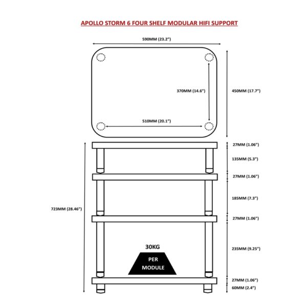 Atacama APOLLO – STORM 6 Premium Black Edition – Hi-Fi-rack – Sort – Kan tilpasses - Billede 3
