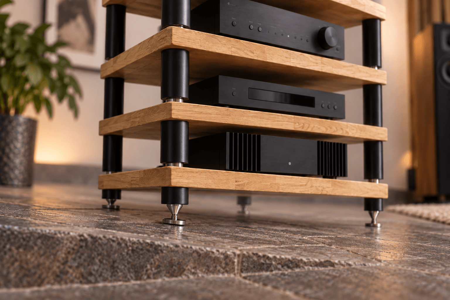 HiFi Rack auf unebenem Boden ausrichten